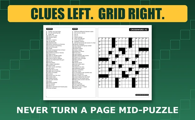 Crossword 2 opened flat: the clue list on the left page and the grid on the right